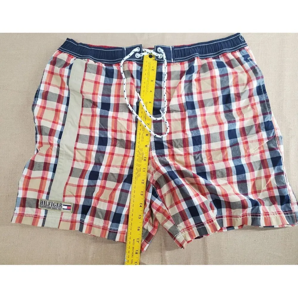 Tommy Hilfiger Men's Swim Trunks Large Swimming Shorts Red/White/Blue‎ Plad